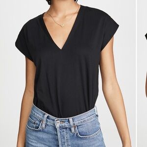 BUNDLE Vince le mid rise V neck tee (black & white)